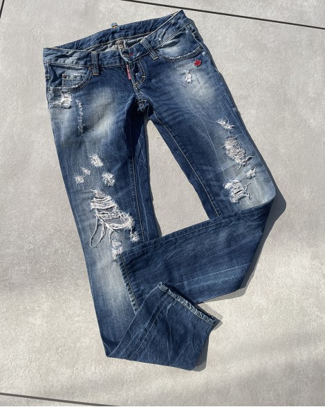 Džíny dámské Dsquared2 modré s dírami